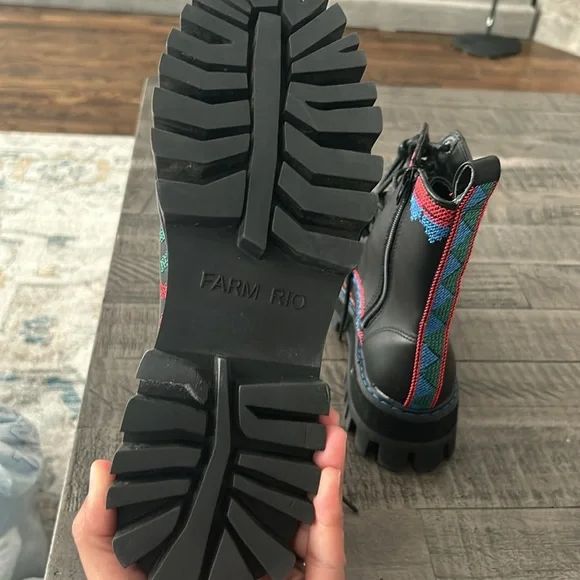 FARM Rio Black Boots with Red and Blue Accents - Picture 9 of 13